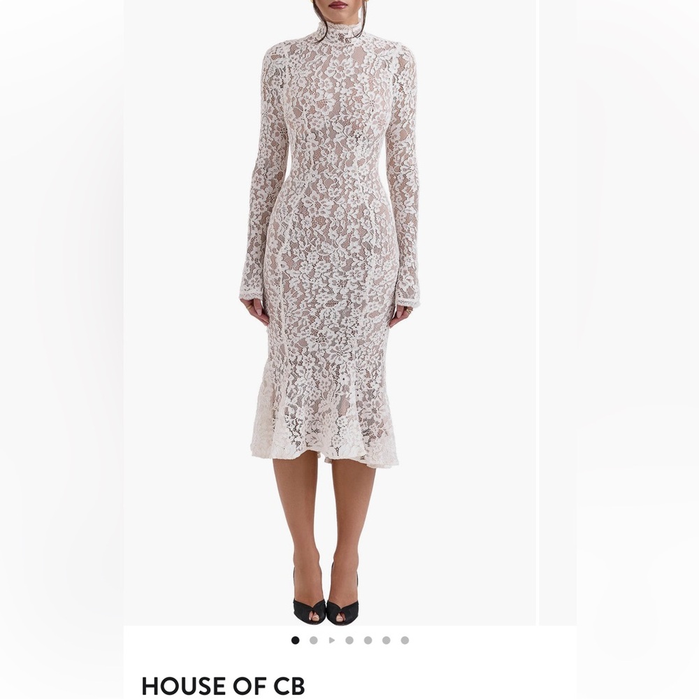 House of CB Cream Lace Long Sleeve Dress